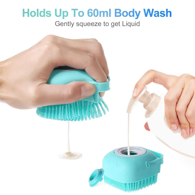 Pet Shampoo Brush for Bathing Short Hair Soft Silicone Rubber