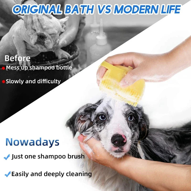 Pet Shampoo Brush for Bathing Short Hair Soft Silicone Rubber