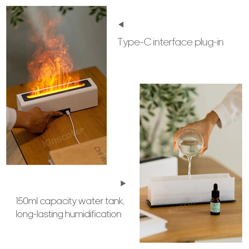 Flame Aroma Diffuser Air Humidifier Ultrasonic Cool Mist Maker Fogger