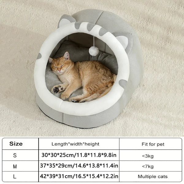 Cat Bed Warm House Kitten Cave Cushion