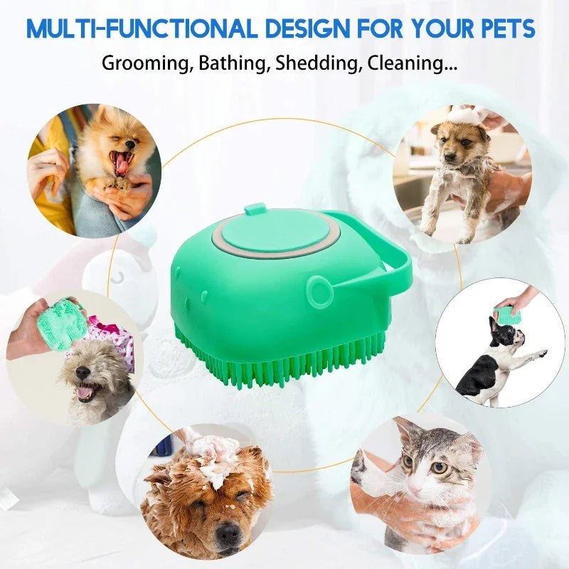 Pet Shampoo Brush for Bathing Short Hair Soft Silicone Rubber